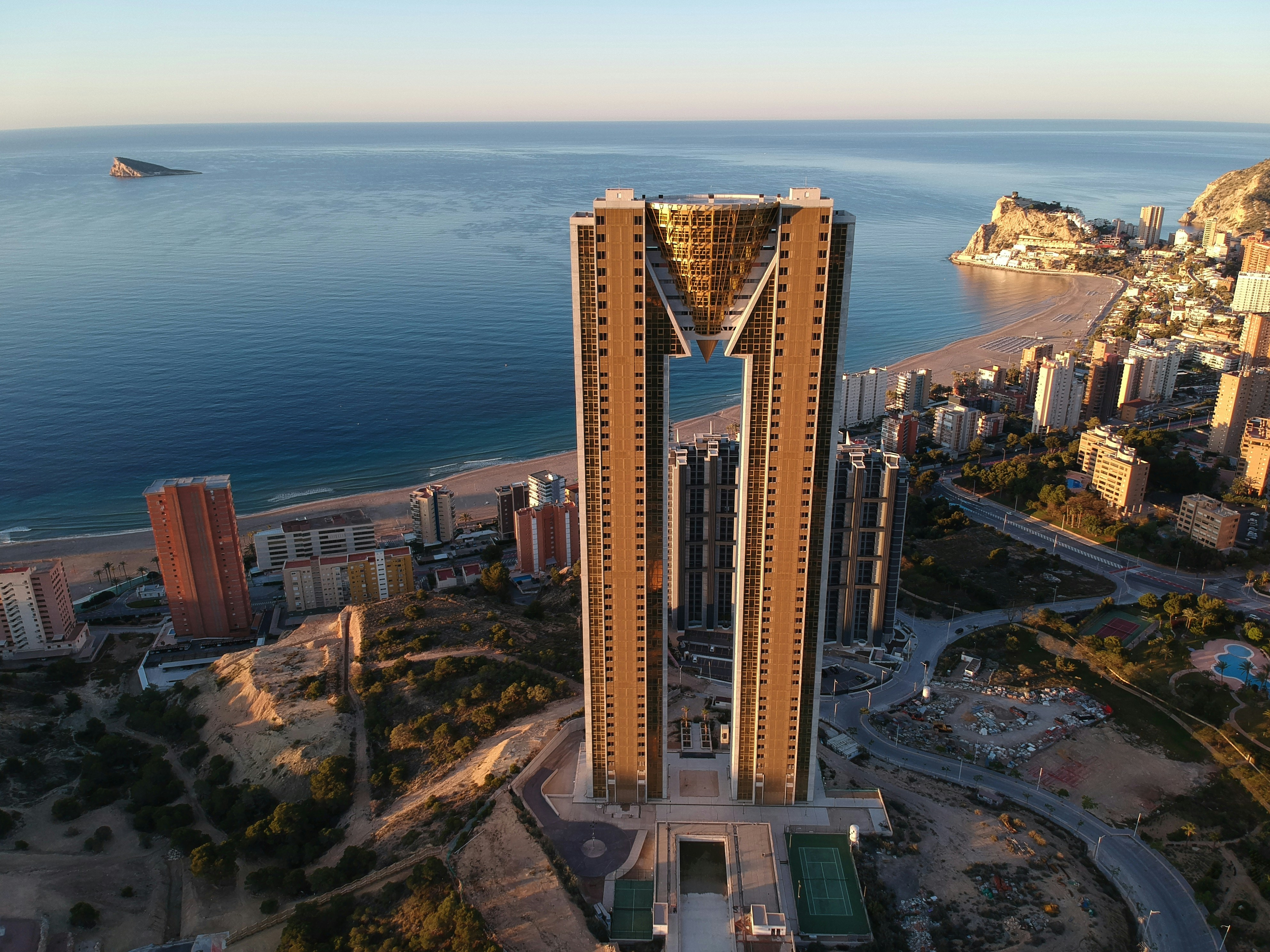 Benidorm skyline with iconic high-rise apartments, Costa Blanca, Spain