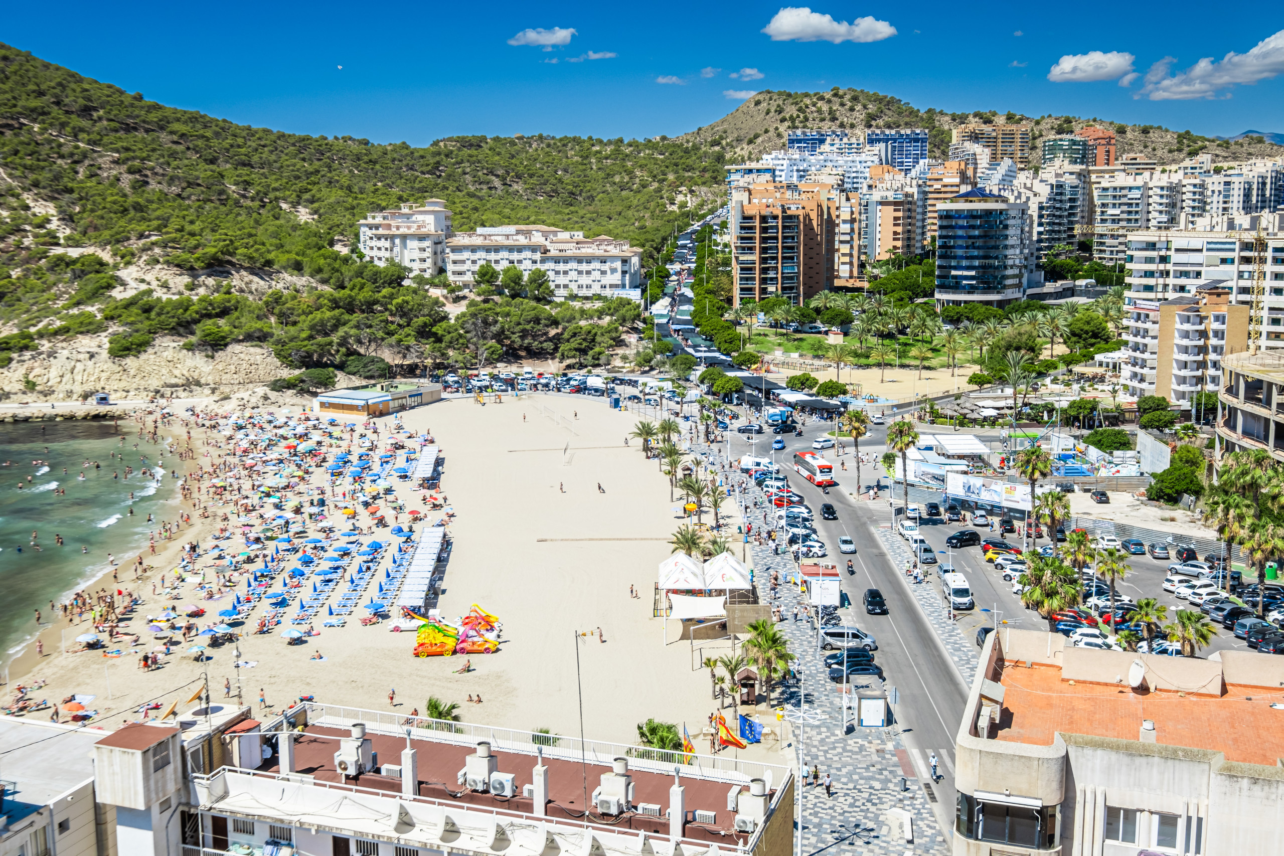 La Cala district aerial drone view, Benidorm, Spain