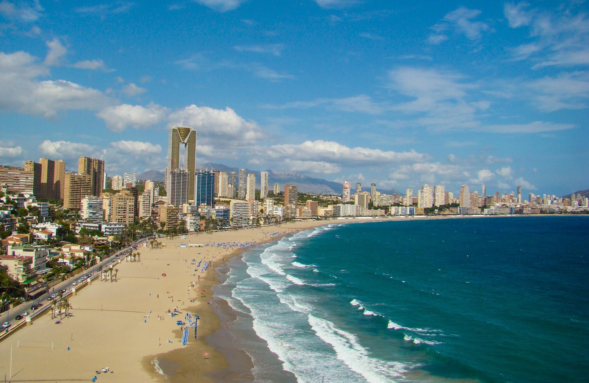 Playa de Poniente, Benidorm's western beach, Costa Blanca, Spain