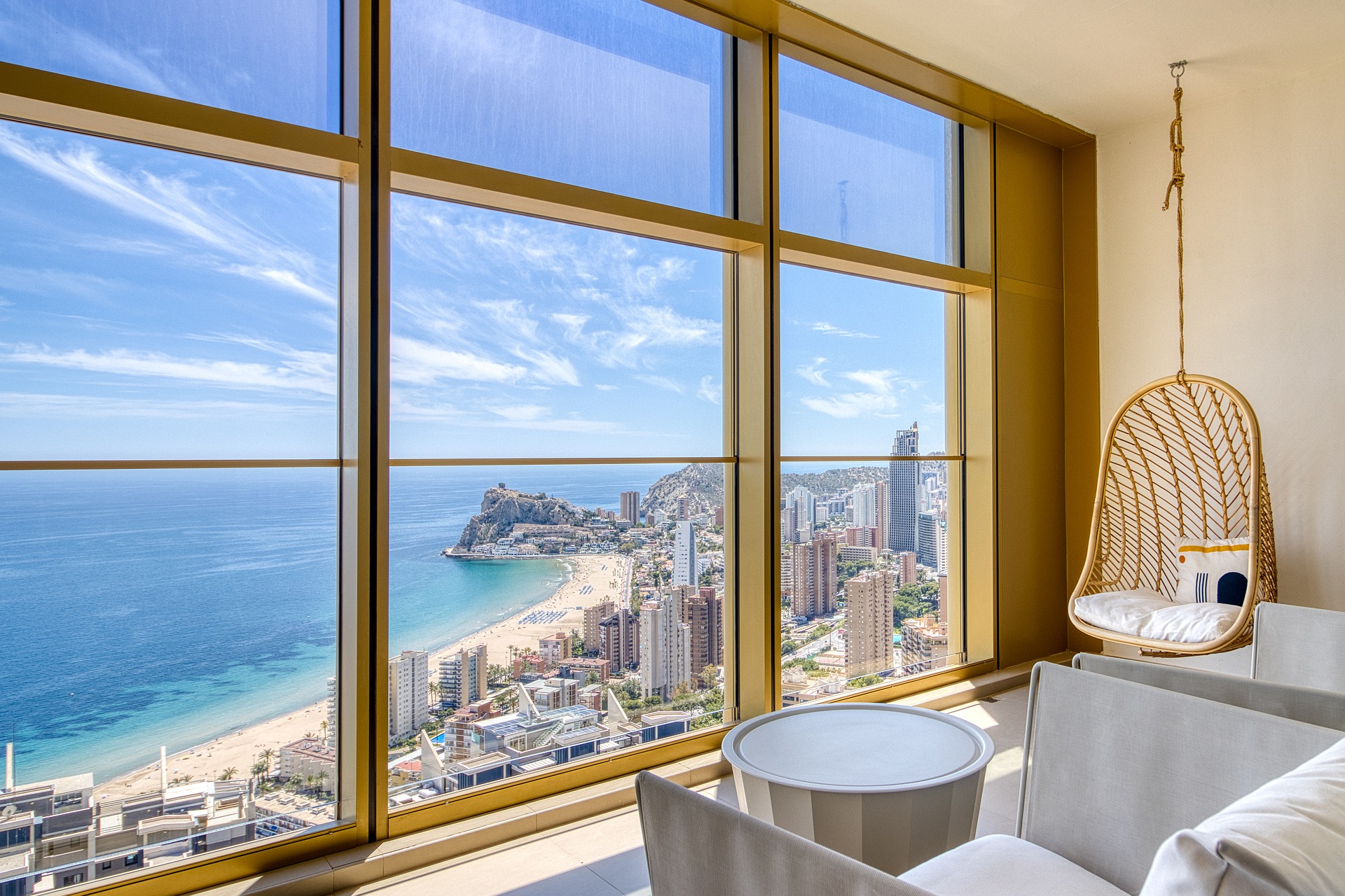 Sea view from apartment in Benidorm, Costa Blanca Spain